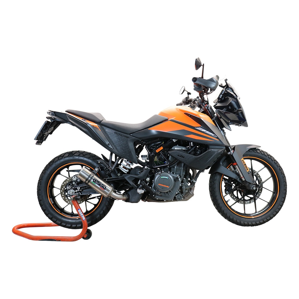 Esapament GPR compatibil cu Ktm Adventure 390 2020 Evacuare slip-on de curse, inclusiv cot de legătură și dbkiller detașabil,M3 Inox 