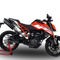 Exhaust compatible with Ktm Duke 125 2017-2020, Furore Evo4 Nero, Homologated legal slip-on exhaust including removable db killer, link pipe and catalyst