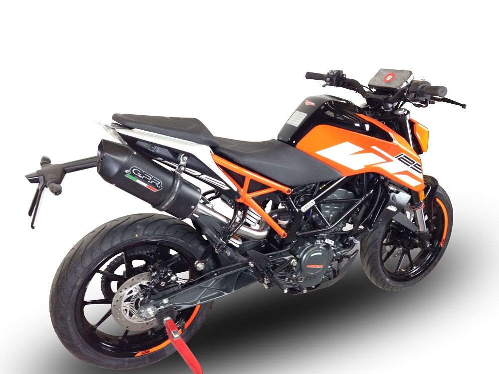 Exhaust compatible with Ktm Duke 125 2017-2020, Furore Evo4 Nero, Homologated legal slip-on exhaust including removable db killer, link pipe and catalyst