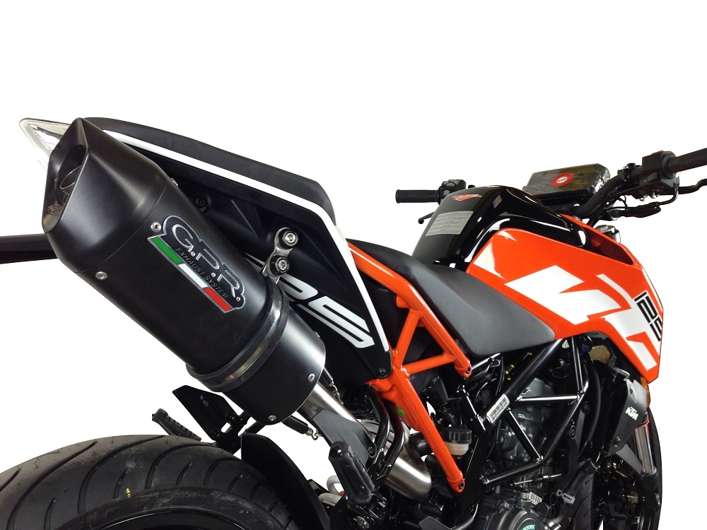Exhaust compatible with Ktm Duke 125 2017-2020, Furore Evo4 Nero, Homologated legal slip-on exhaust including removable db killer, link pipe and catalyst