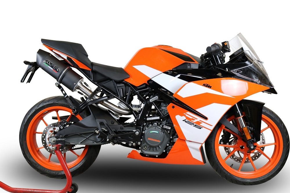Exhaust compatible with Ktm Rc 125 2017-2020, Furore Evo4 Nero, Homologated legal slip-on exhaust including removable db killer, link pipe and catalyst