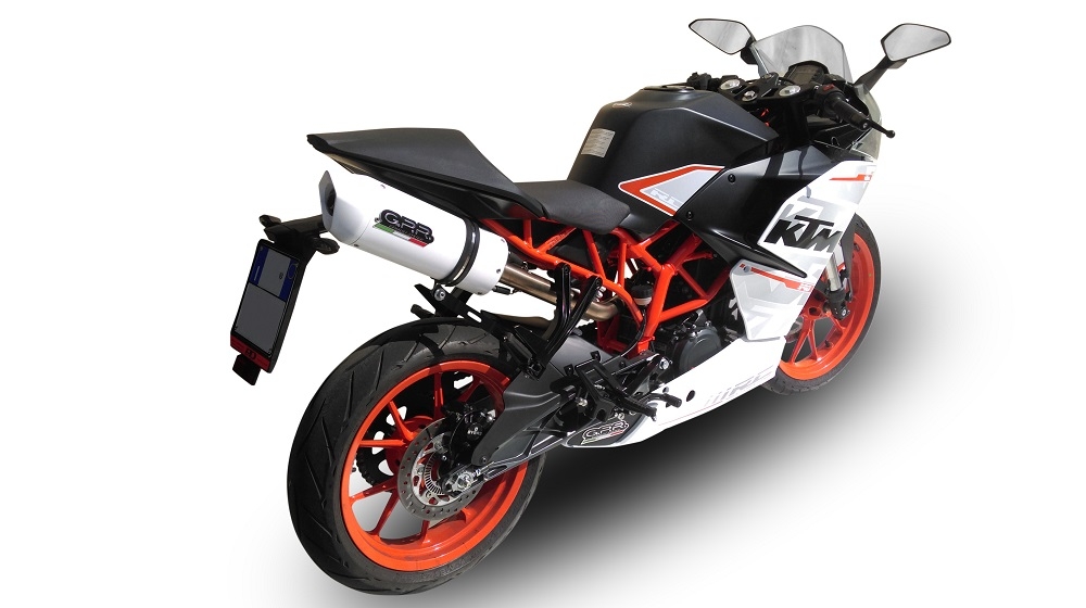 Esapament GPR compatibil cu Ktm Rc 390 2015 Evacuare slip-on omologata, inclusiv db killer detașabil, cot de legătură și catalizator,Albus Ceramic