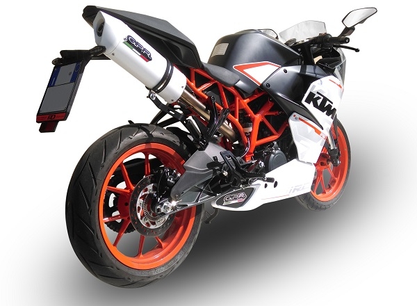 Esapament GPR compatibil cu Ktm Rc 390 2015 Evacuare slip-on omologata, inclusiv db killer detașabil, cot de legătură și catalizator,Albus Ceramic