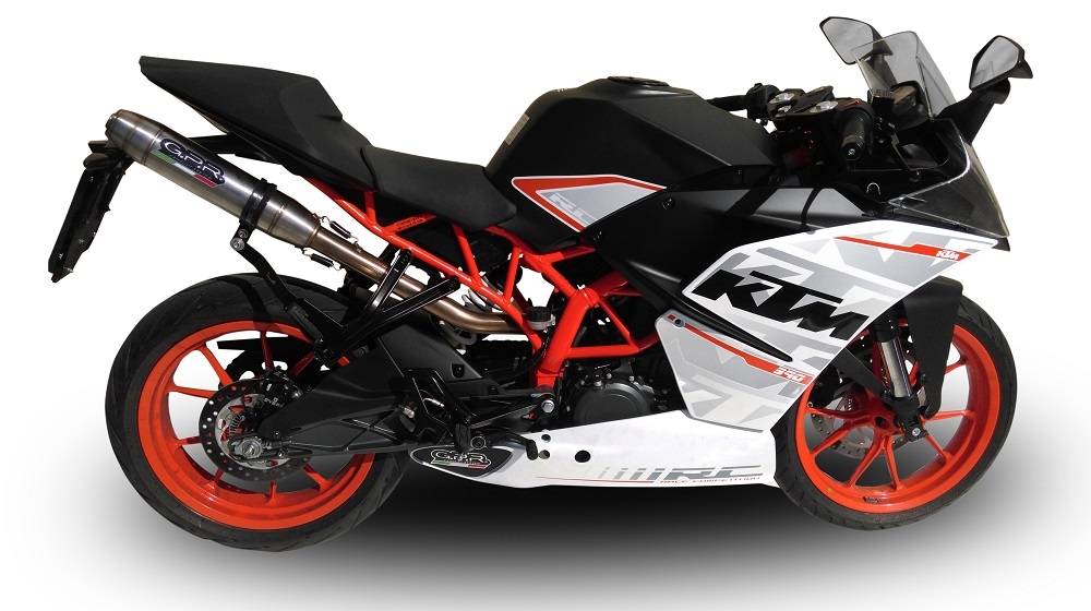 Esapament GPR compatibil cu Ktm Rc 390 2015 Evacuare slip-on omologata, inclusiv db killer detașabil, cot de legătură și catalizator,Deeptone Inox