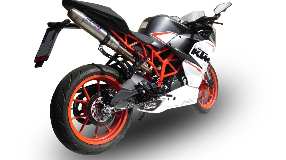 Esapament GPR compatibil cu Ktm Rc 390 2015 Evacuare slip-on omologata, inclusiv db killer detașabil, cot de legătură și catalizator,Deeptone Inox