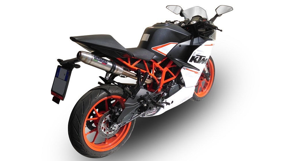 Esapament GPR compatibil cu Ktm Rc 390 2015 Evacuare slip-on omologata, inclusiv db killer detașabil, cot de legătură și catalizator,Deeptone Inox