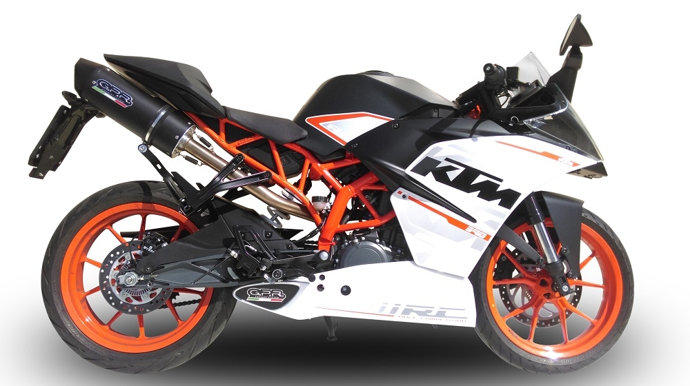 Esapament GPR compatibil cu Ktm Rc 390 2015 Evacuare slip-on omologata, inclusiv db killer detașabil, cot de legătură și catalizator,Furore Nero