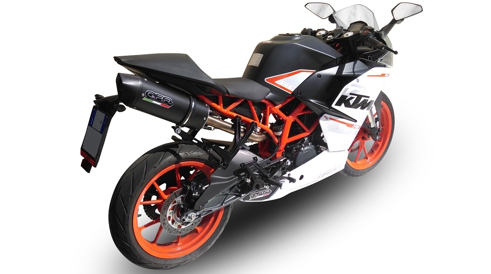 Esapament GPR compatibil cu Ktm Rc 390 2015 Evacuare slip-on omologata, inclusiv db killer detașabil, cot de legătură și catalizator,Furore Nero