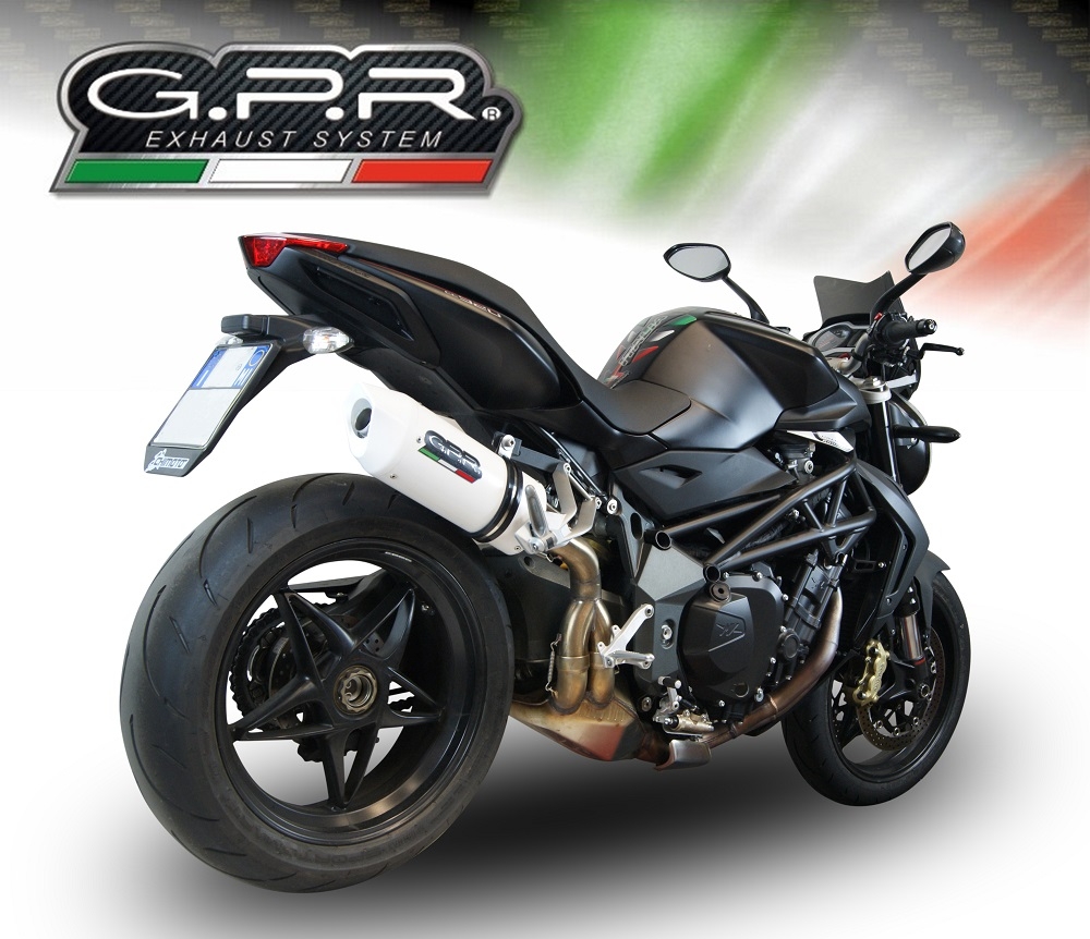 Esapament GPR compatibil cu Mv Agusta Brutale 750 S 2000 Evacuare slip-on omologata, inclusiv db killer detașabil și cot de legătură,Albus Ceramic
