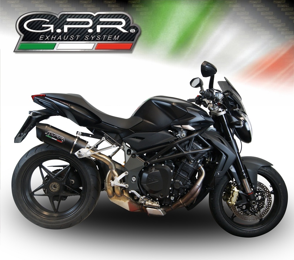 Esapament GPR compatibil cu Mv Agusta Brutale 750 S 2000 Evacuare slip-on omologata, inclusiv db killer detașabil și cot de legătură,Furore Nero
