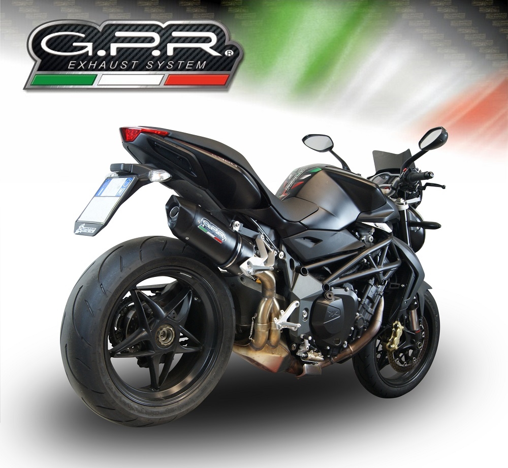 Esapament GPR compatibil cu Mv Agusta Brutale 920  2010 Evacuare slip-on omologata, inclusiv db killer detașabil și cot de legătură,Furore Nero