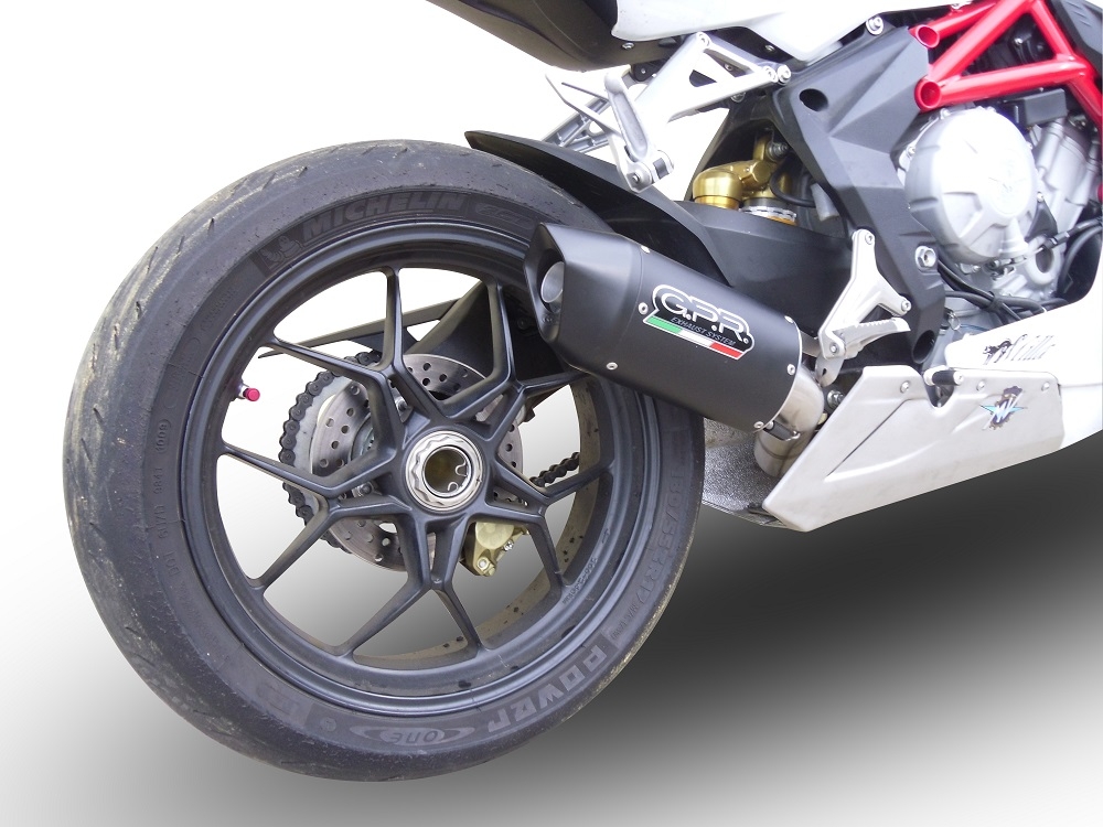 Esapament GPR compatibil cu Mv Agusta Brutale 675 2012 Evacuare slip-on omologata, inclusiv db killer detașabil și cot de legătură,Furore Nero