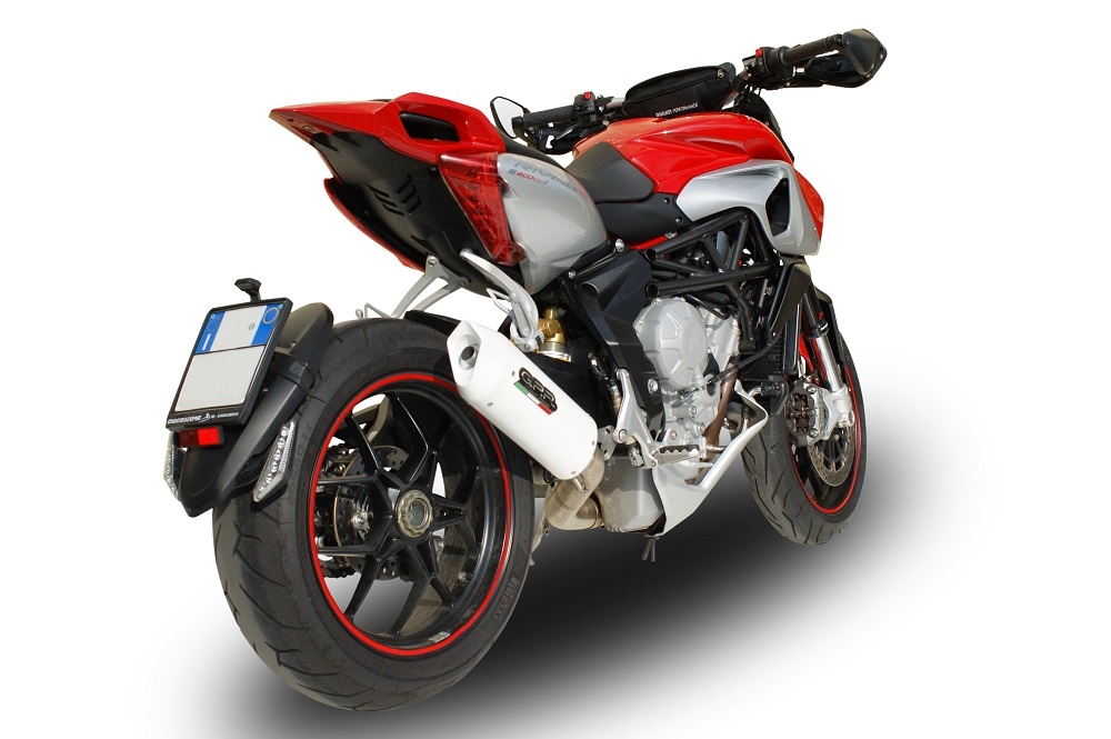 Exhaust compatible with Mv Agusta Rivale - Stradale 800 2014-2016, Albus Ceramic, Homologated legal slip-on exhaust including removable db killer and link pipe