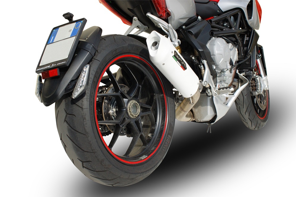 Exhaust compatible with Mv Agusta Rivale - Stradale 800 2014-2016, Albus Ceramic, Homologated legal slip-on exhaust including removable db killer and link pipe
