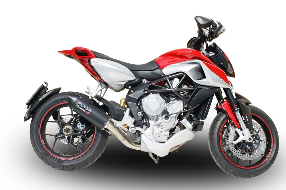 Exhaust compatible with Mv Agusta Rivale - Stradale 800 2014-2016, Furore Nero, Homologated legal slip-on exhaust including removable db killer and link pipe