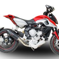 Exhaust compatible with Mv Agusta Rivale - Stradale 800 2014-2016, Furore Nero, Homologated legal slip-on exhaust including removable db killer and link pipe