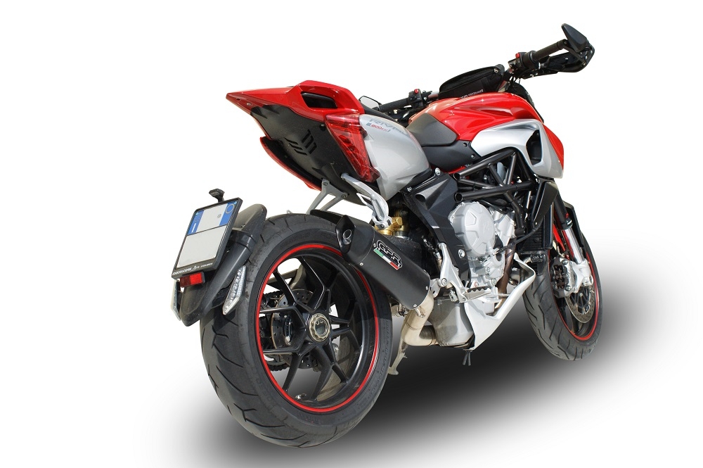 Exhaust compatible with Mv Agusta Rivale - Stradale 800 2014-2016, Furore Nero, Homologated legal slip-on exhaust including removable db killer and link pipe