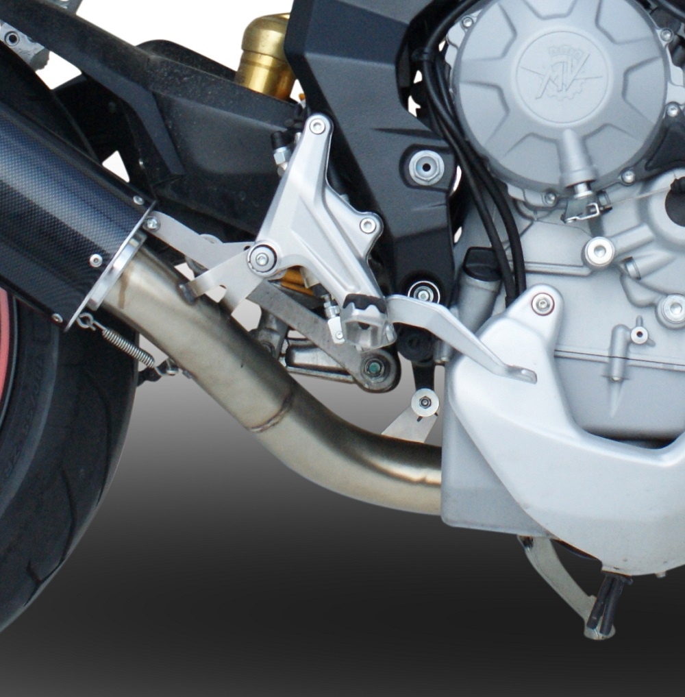 Exhaust compatible with Mv Agusta Rivale - Stradale 800 2014-2016, Albus Ceramic, Homologated legal slip-on exhaust including removable db killer and link pipe