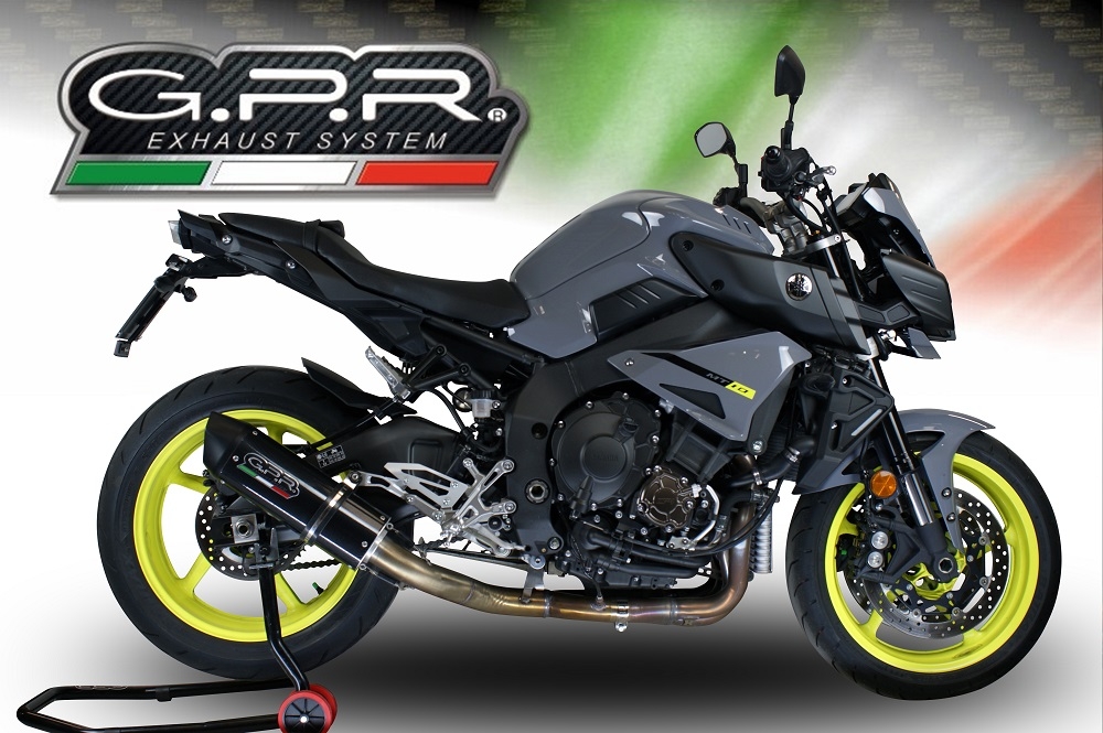 Exhaust compatible with Yamaha Mt-10 2016-2024, Furore Evo4 Nero, Homologated legal Mid-full system exhaust, including removable db killer and catalyst