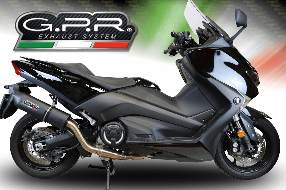 Exhaust compatible with Yamaha T-Max 530 2017-2021, Furore Evo4 Nero, Homologated legal full system exhaust, including removable db killer and catalyst