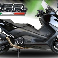 Exhaust compatible with Yamaha T-Max 530 2017-2021, Furore Evo4 Nero, Homologated legal full system exhaust, including removable db killer and catalyst
