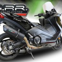 Exhaust compatible with Yamaha T-Max 530 2017-2021, Furore Evo4 Nero, Homologated legal full system exhaust, including removable db killer and catalyst