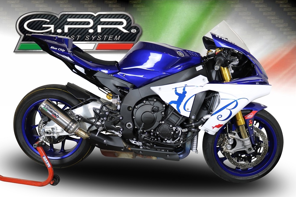 Exhaust compatible with Yamaha Yzf R1-R1-M 2015-2016, M3 Inox , Homologated legal slip-on exhaust including removable db killer and link pipe
