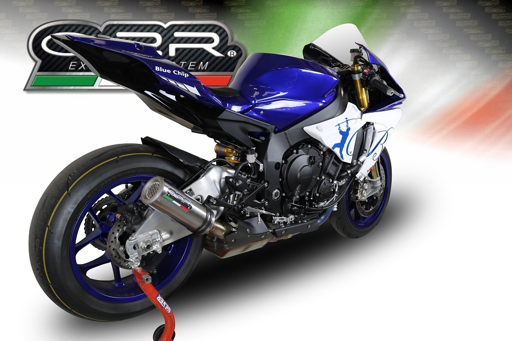 Exhaust compatible with Yamaha Yzf R1-R1-M 2015-2016, M3 Inox , Homologated legal slip-on exhaust including removable db killer and link pipe