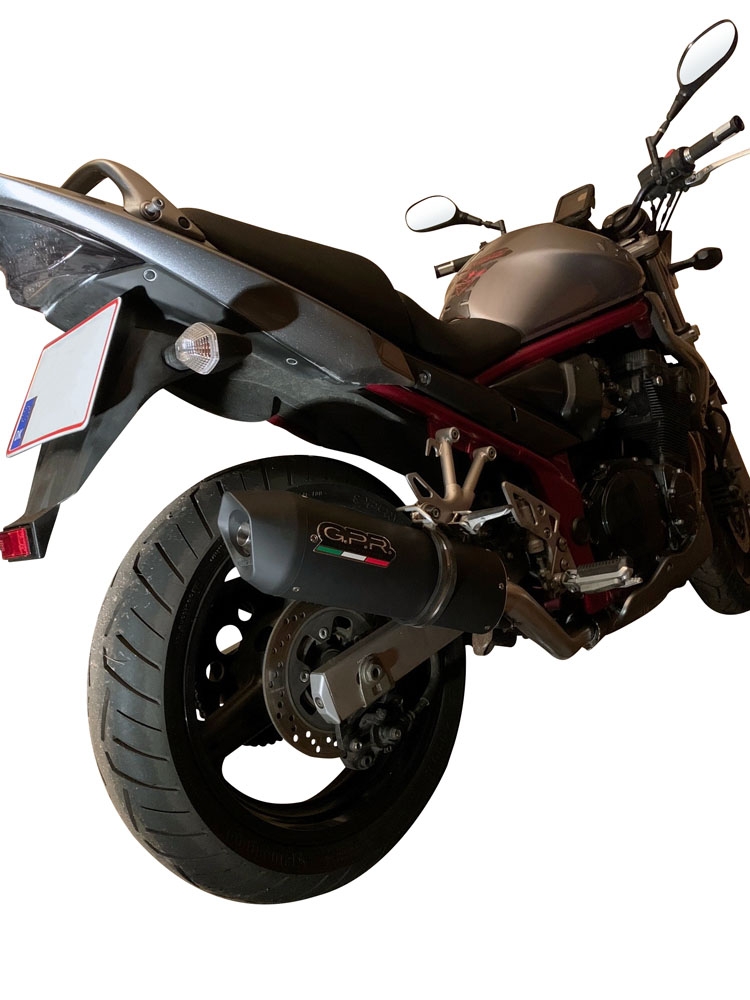 Exhaust compatible with Suzuki Gsf 650 Bandit - S 2005-2006, Furore Nero, Homologated legal slip-on exhaust including removable db killer and link pipe