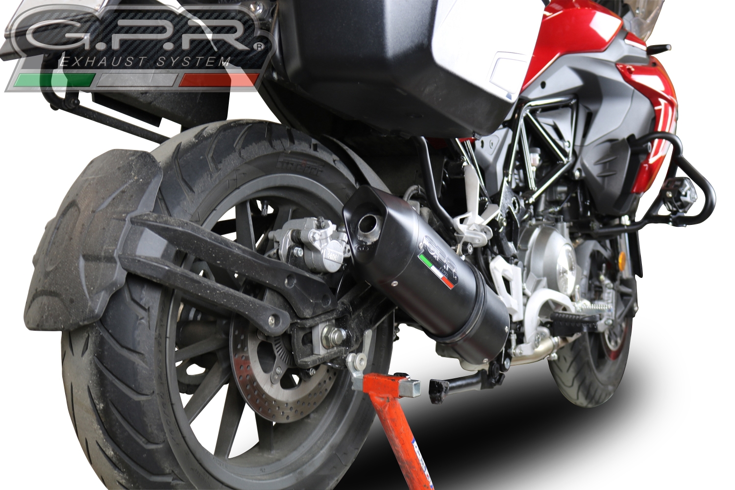 Esapament GPR compatibil cu Benelli Trk 502 2017 Evacuare slip-on omologata, inclusiv db killer detașabil, cot de legătură și catalizator,Furore Evo4 Nero