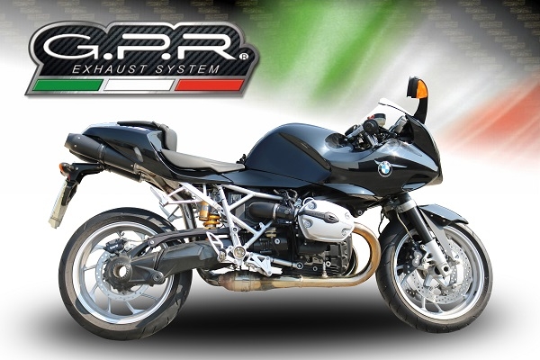 Esapament GPR compatibil cu Bmw R 1200 S 2006 Evacuare cu dublă omologare legală, inclusiv db killers și coturi de legătură detașabile,Furore Poppy
