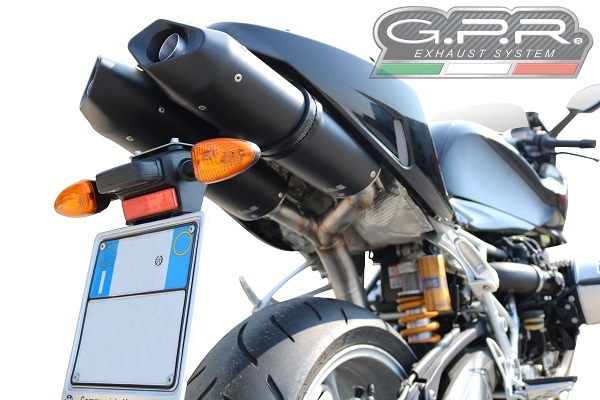 Esapament GPR compatibil cu Bmw R 1200 S 2006 Evacuare cu dublă omologare legală, inclusiv db killers și coturi de legătură detașabile,Furore Nero