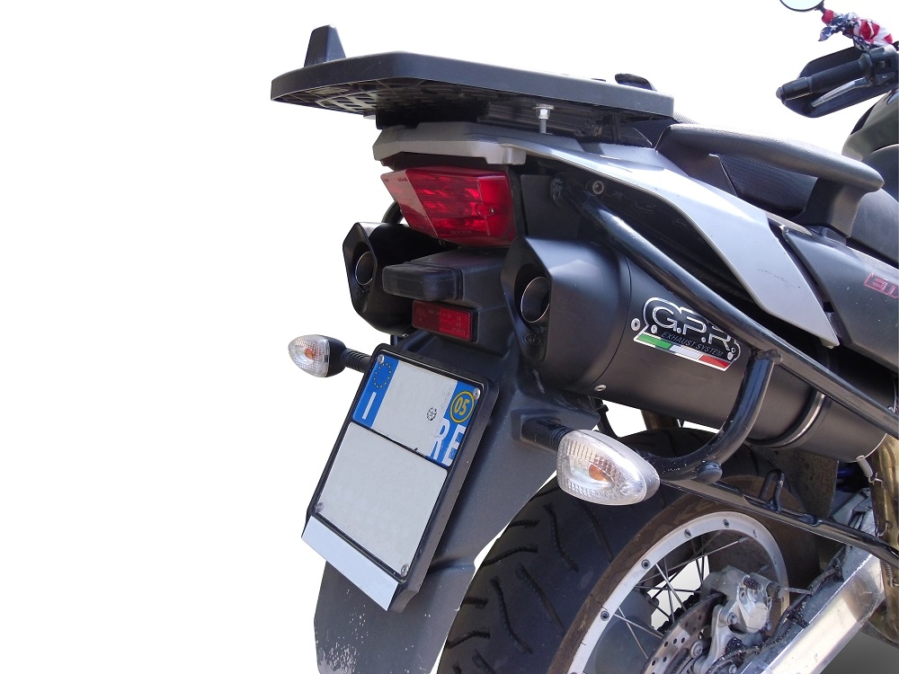 Exhaust compatible with Aprilia Etv Caponord 1000 Rally 2001-2007, Furore Nero, Dual Homologated legal slip-on exhaust including removable db killers, link pipes and catalysts