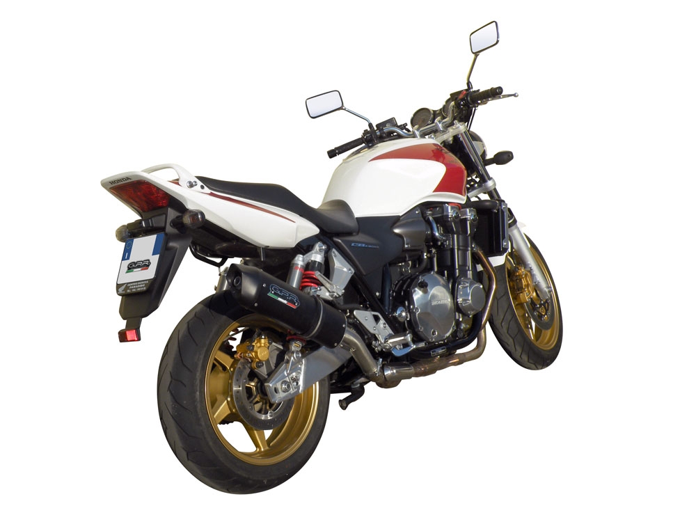 Exhaust compatible with Honda Cb 1300 2003-2012, Furore Nero, Homologated legal slip-on exhaust including removable db killer and link pipe