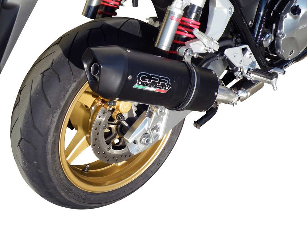 Exhaust compatible with Honda Cb 1300 2003-2012, Furore Nero, Homologated legal slip-on exhaust including removable db killer and link pipe