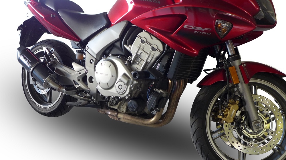 Exhaust compatible with Honda Cbf 1000 - ST 2006-2009, Furore Nero, Dual Homologated legal slip-on exhaust including removable db killers and link pipes