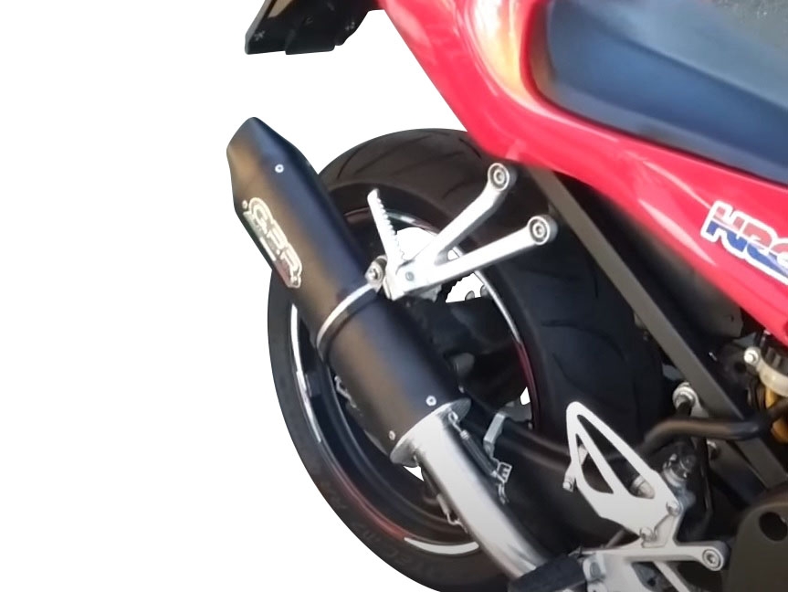 Exhaust compatible with Honda Cbf 600 S I.E. 2007-2012, Furore Nero, Homologated legal slip-on exhaust including removable db killer, link pipe and catalyst