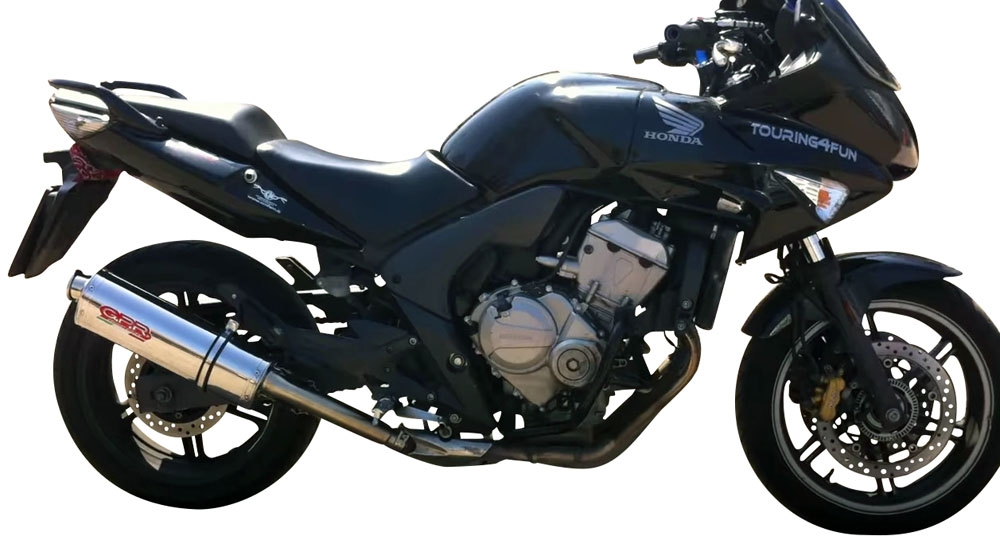 Esapament GPR compatibil cu Honda Cbf 600 - N 2004 Evacuare slip-on omologata, inclusiv db killer detașabil, cot de legătură și catalizator,Trioval