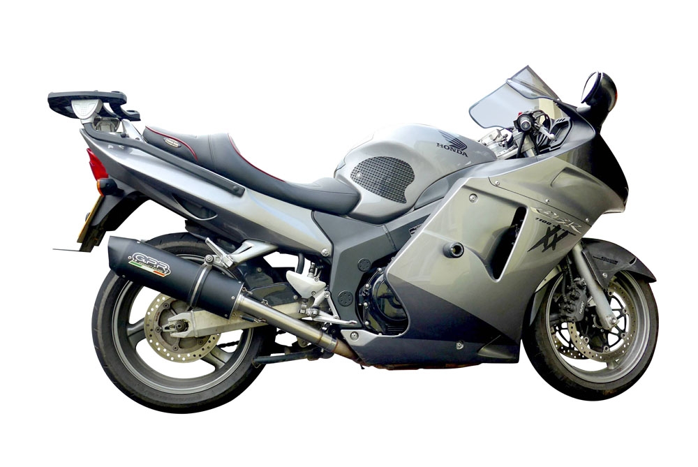Esapament GPR compatibil cu Honda Cbr1100XX Superblackbird - X Eleven  1997 Evacuare cu dublă omologare legală, inclusiv db killers și coturi de legătură detașabile,Furore Nero