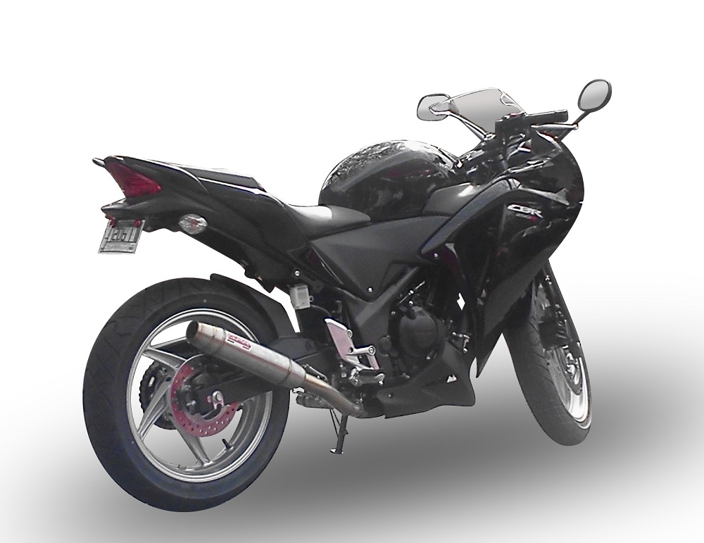 Exhaust compatible with Honda Cbr 250 R 2010-2014, Deeptone Inox, Homologated legal slip-on exhaust including removable db killer and link pipe