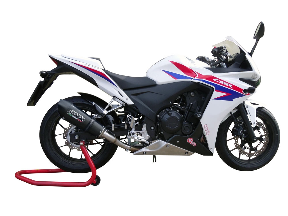 Esapament GPR compatibil cu Honda Cbr 500 R 2023 Evacuare slip-on omologata, inclusiv db killer detașabil și cot de legătură,New Grand Prix Evo Black Titanium