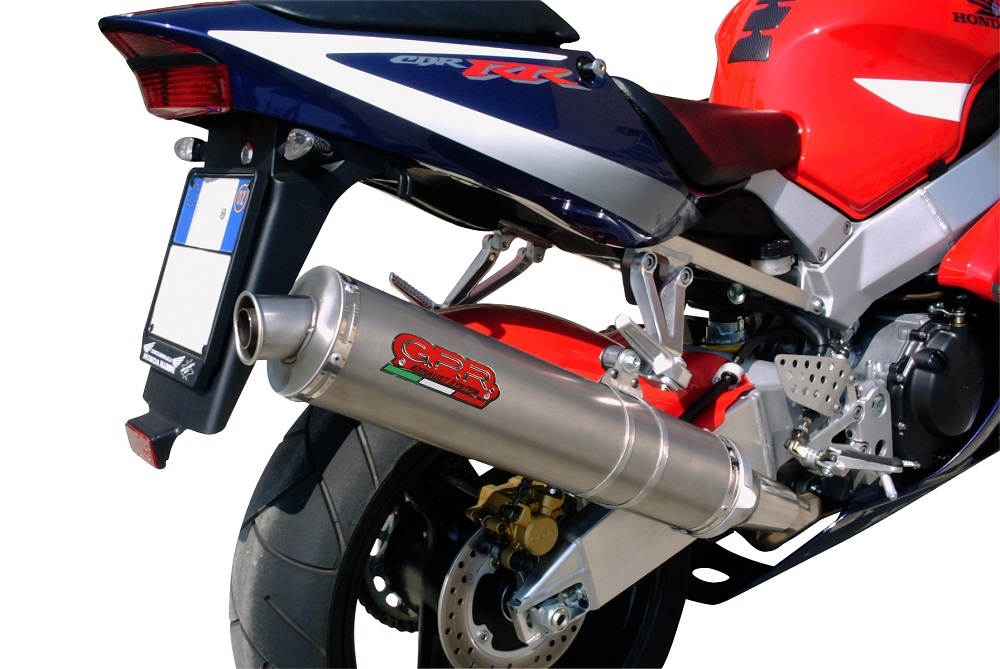 Exhaust compatible with Honda Cbr 900 Rr 2000-2003, Inox Tondo, Homologated legal bolt-on silencer including removable db killer