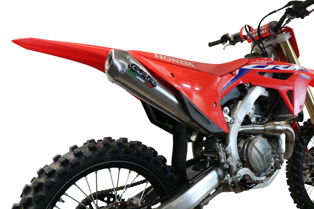 Esapament GPR compatibil cu Honda Crf 450 R-RX 2021 Sistem complet de evacuare de curse, inclusiv db killer/parascântei detașabil,Pentacross Inox