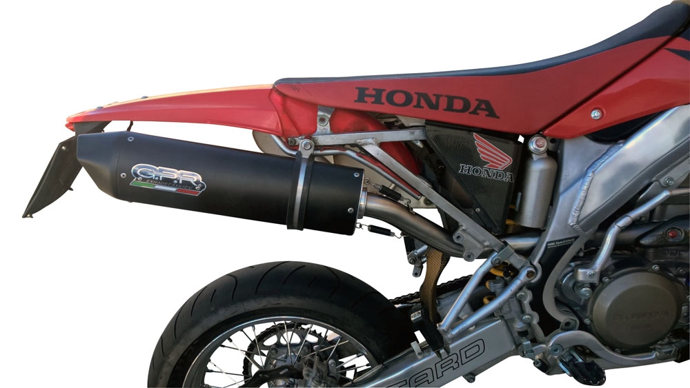 Exhaust compatible with Honda Crf 450 R-RX 2005-2005, Furore Nero, Homologated legal full system exhaust, including removable db killer