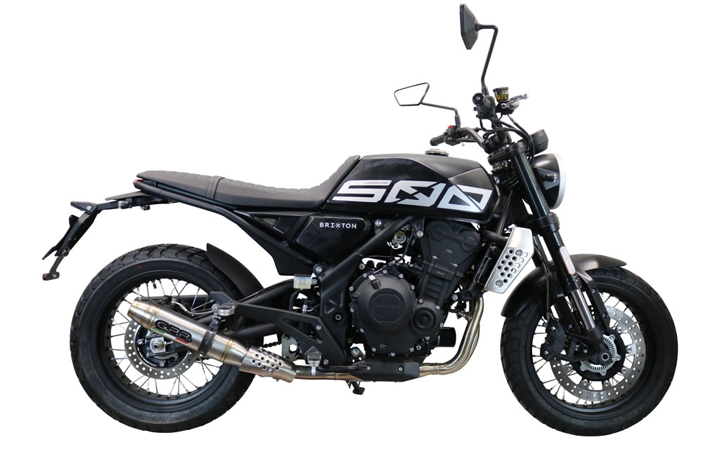 Exhaust compatible with Brixton CroSsfire 500 X 2020-2021, Deeptone Inox, Homologated legal slip-on exhaust including removable db killer and link pipe