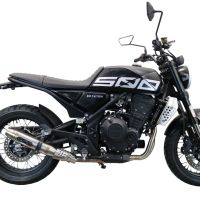 Exhaust compatible with Brixton CroSsfire 500 X 2020-2021, Deeptone Inox, Homologated legal slip-on exhaust including removable db killer and link pipe