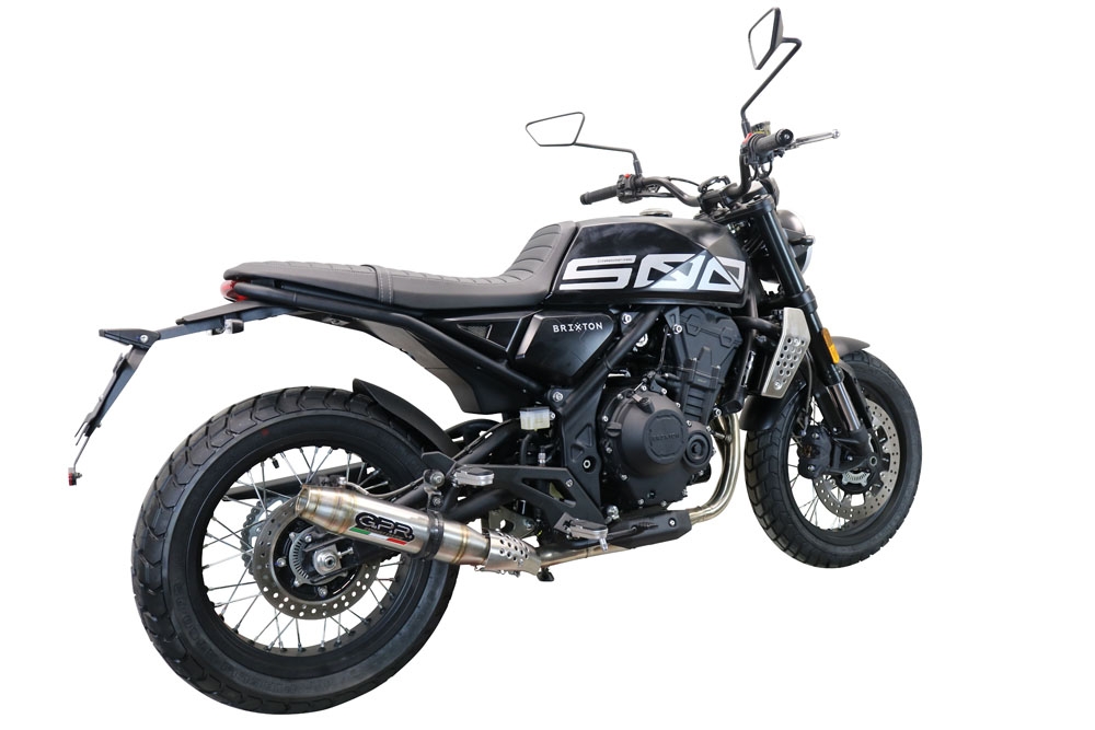 Exhaust compatible with Brixton CroSsfire 500 X 2020-2021, Deeptone Inox, Homologated legal slip-on exhaust including removable db killer and link pipe