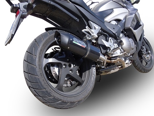 Exhaust compatible with Honda Vfr 800 X Crossrunner 800 2011-2014, Furore Nero, Homologated legal slip-on exhaust including removable db killer and link pipe