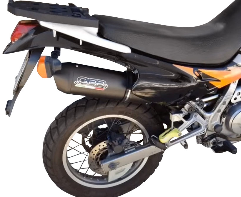 Exhaust compatible with Honda Dominator Nx 650 1988-2001, Furore Nero, Homologated legal mid-full system exhaust including removable db killer
