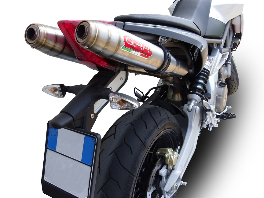 Esapament GPR compatibil cu Aprilia Shiver 900 2017 Evacuare dublă de curse, inclusiv țevi de legătură,Deeptone Inox